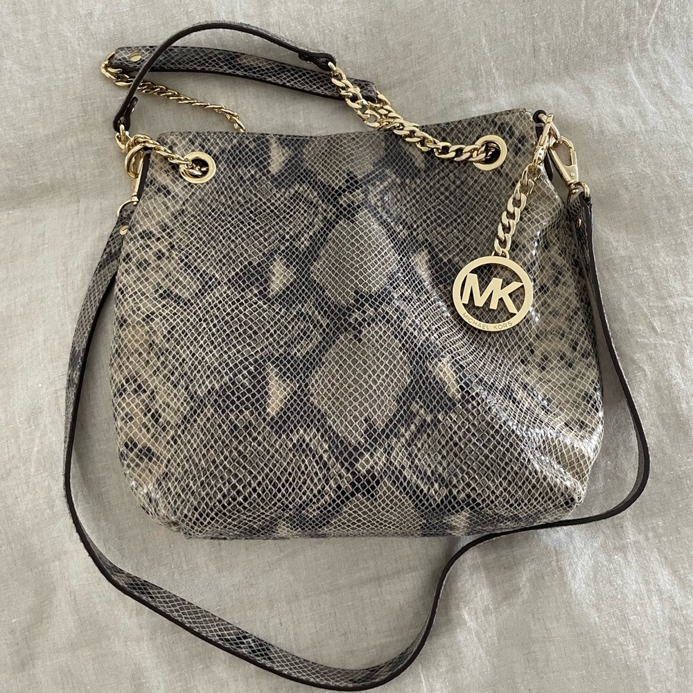 Michael Kors Green/Black Python Embossed Suede Ch… - image 1